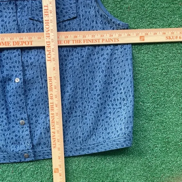 Vintage Sleeveless Denim Embroidered Zebra Button-Up Vest - Blue - Picture 7 of 7
